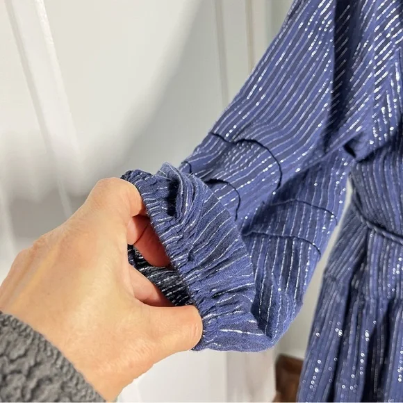 Apiece Apart Laguna mini dress in silver lurex stripes size M - Picture 10 of 13